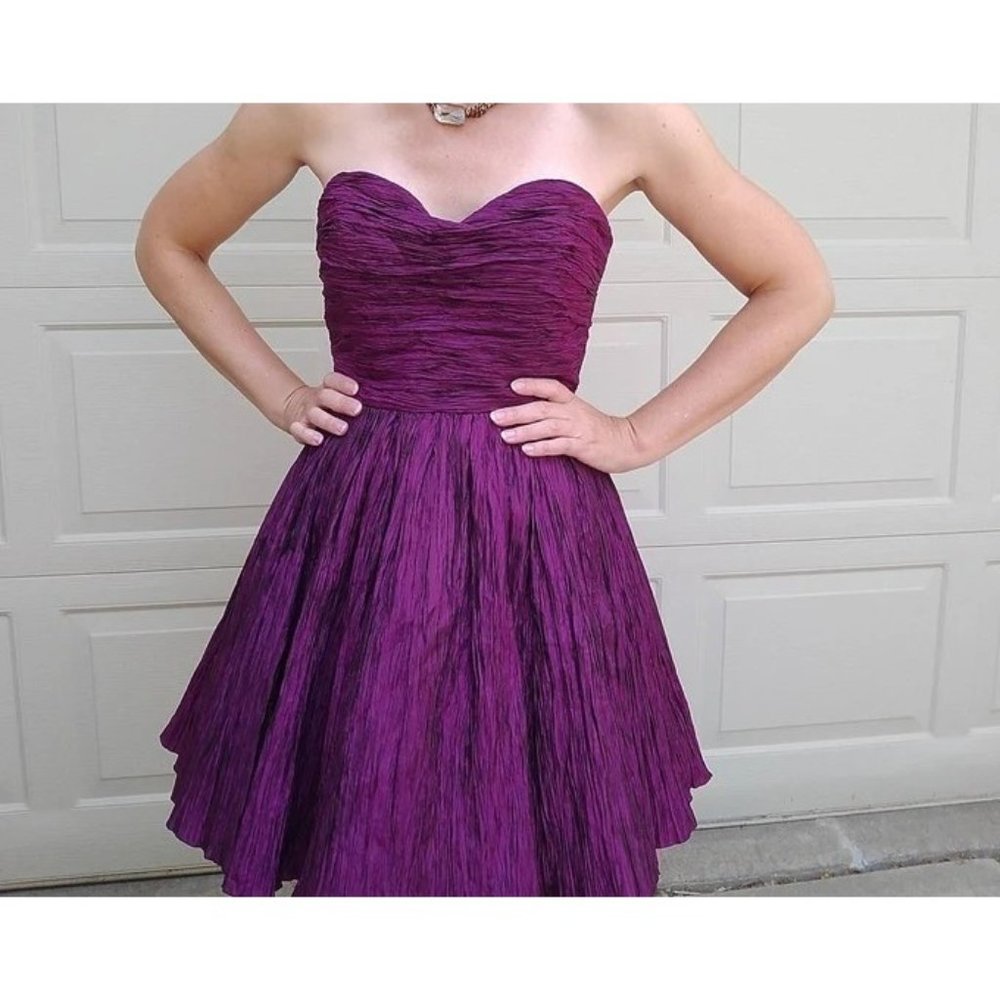J. Crew Women's Dress Silk Chiffon Strapless Formal Raspberry Magenta Size 4
